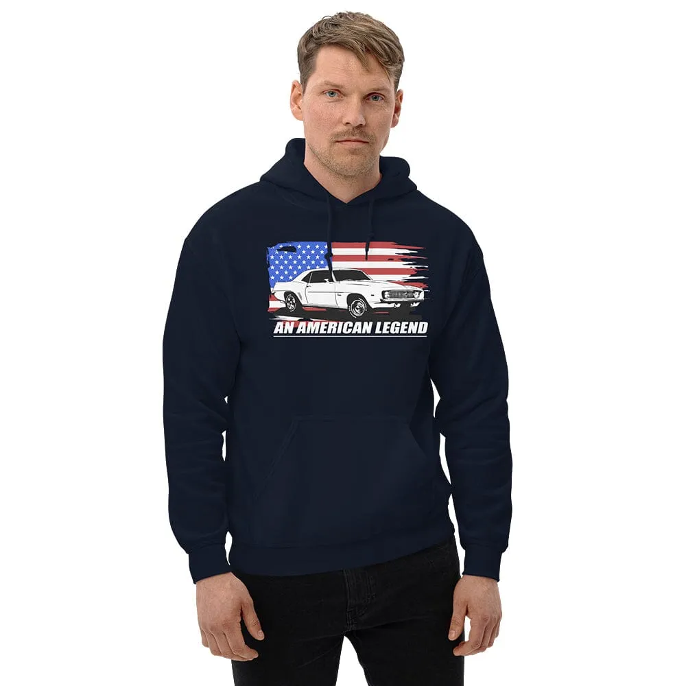 1969 Camaro Hoodie Sweatshirt With American Flag