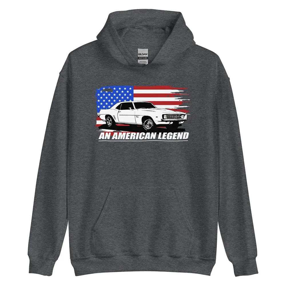 1969 Camaro Hoodie Sweatshirt With American Flag