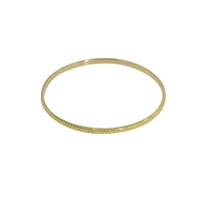 22K Yellow Gold Bangles, Set of 6 W/ Thin Lightly Textured Frame, Size 2.1