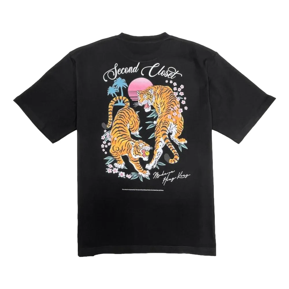 2ND CLOSET "TIGER VIBES" PRINTED T-SHIRT-BLACK