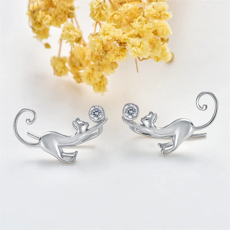 925 Sterling Silver Hypoallergenic Cat Earrings  Jewelry Graduation Christmas Birthday Gifts for Women Girls