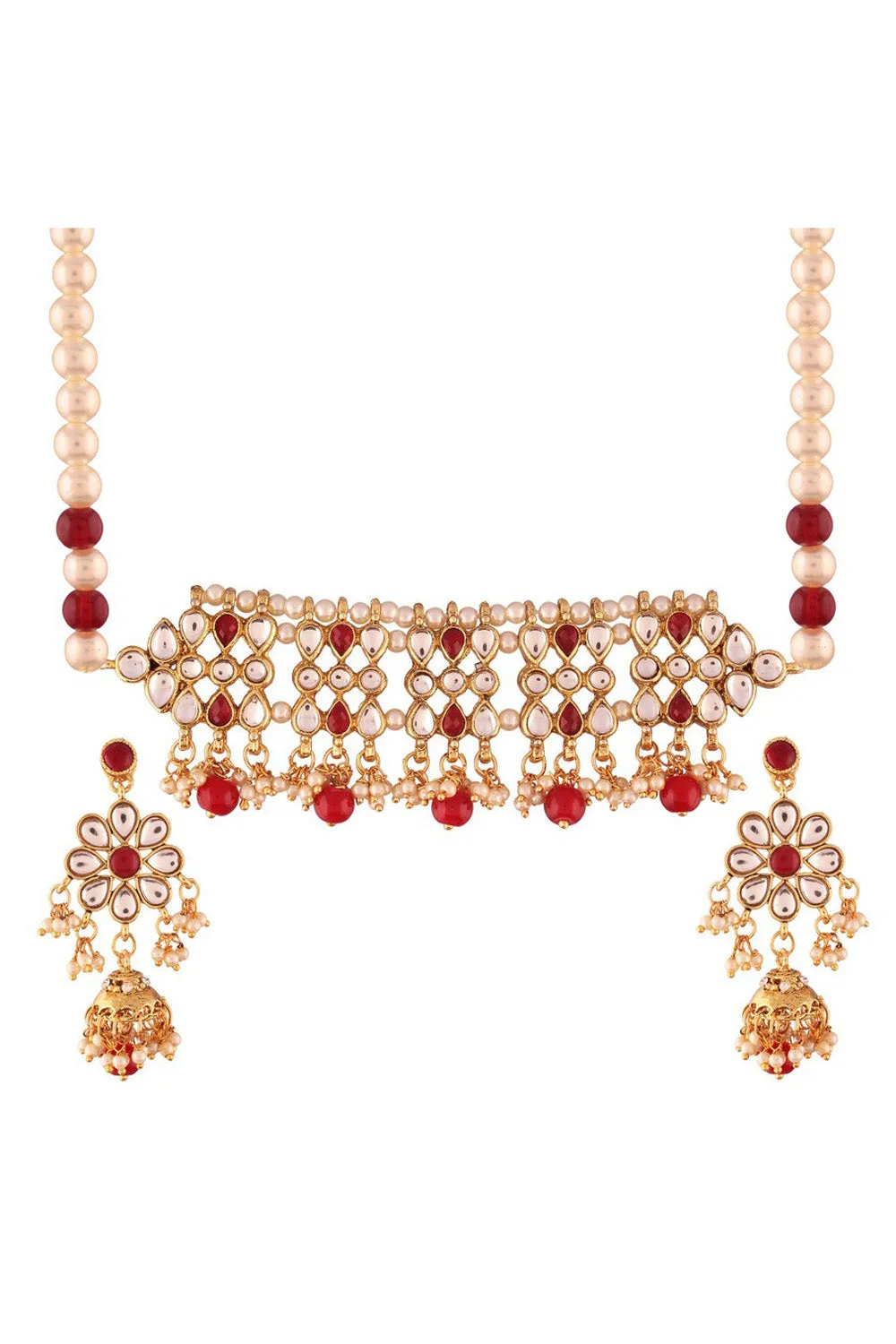 Alloy Necklace Set in Red