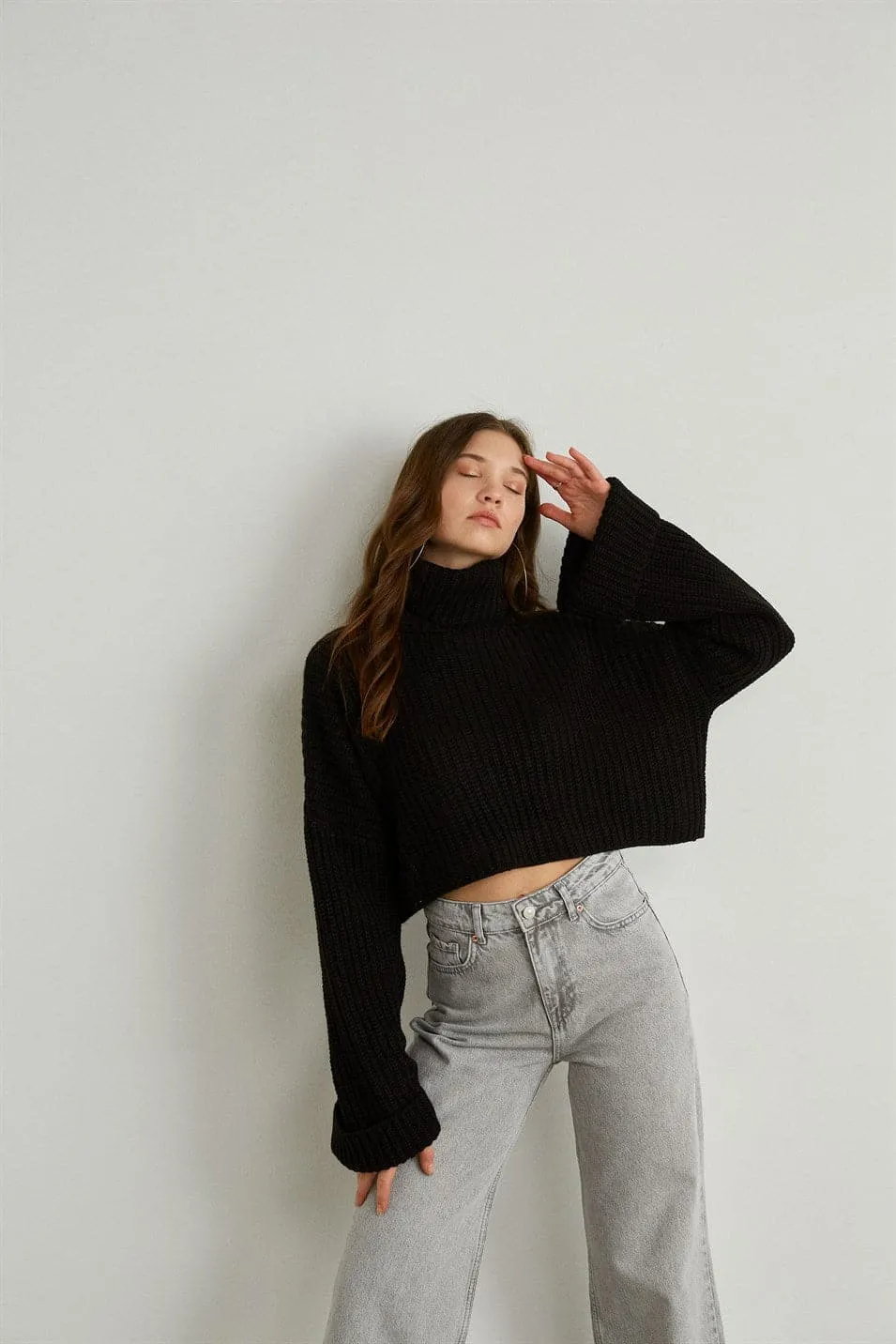 Aquarius Crop Strickpullover Black