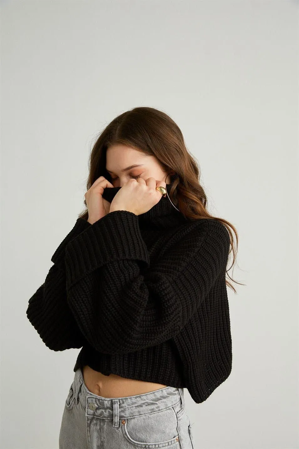 Aquarius Crop Strickpullover Black