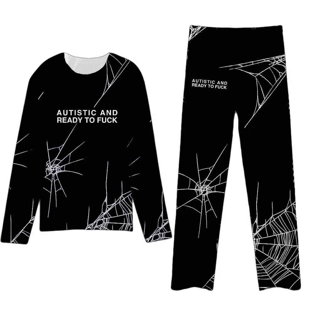 Autistic And Ready To Fuck Spider Web Sleepwear Set