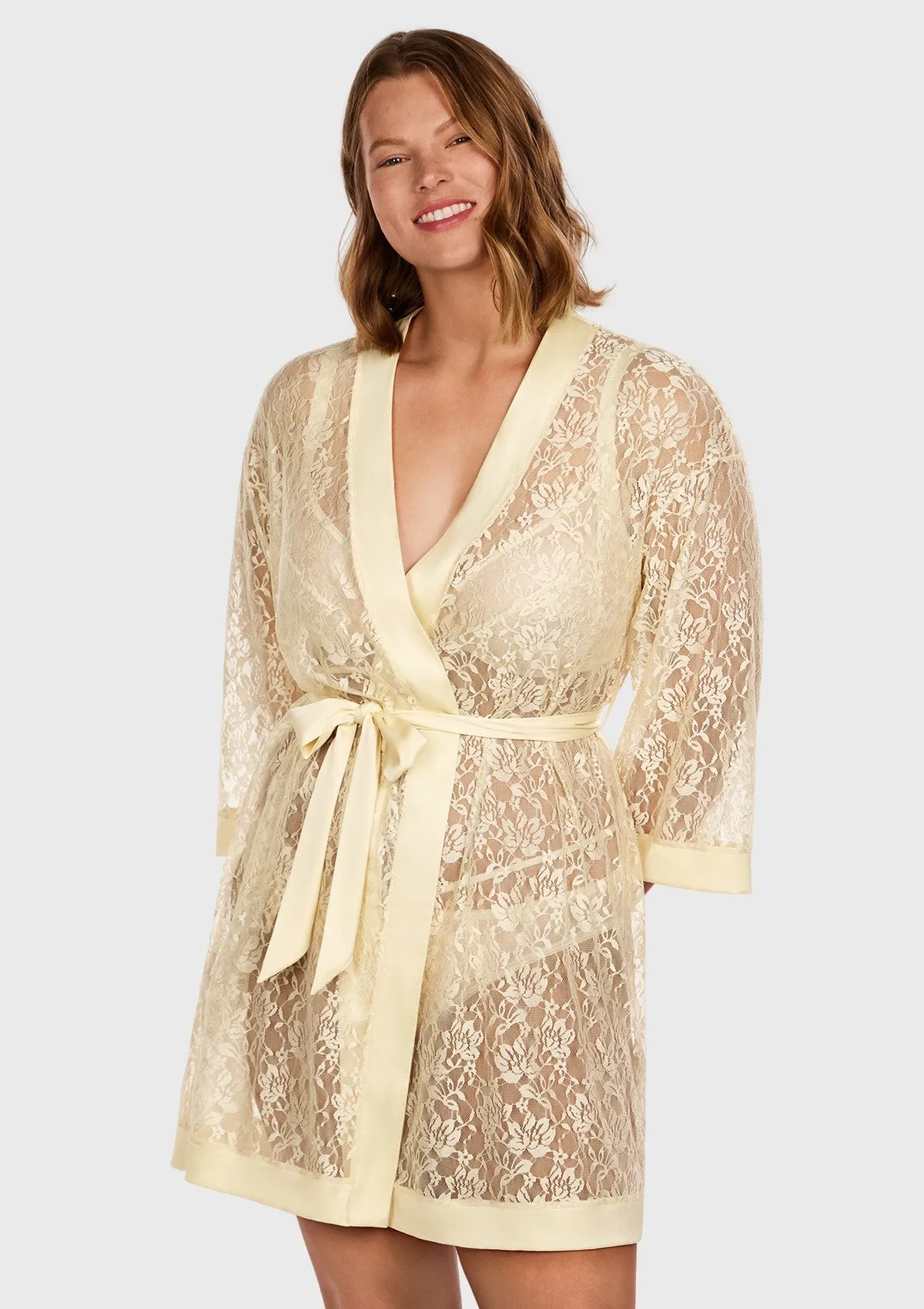 Azalea Sheer Floral Lace Wrap Robe