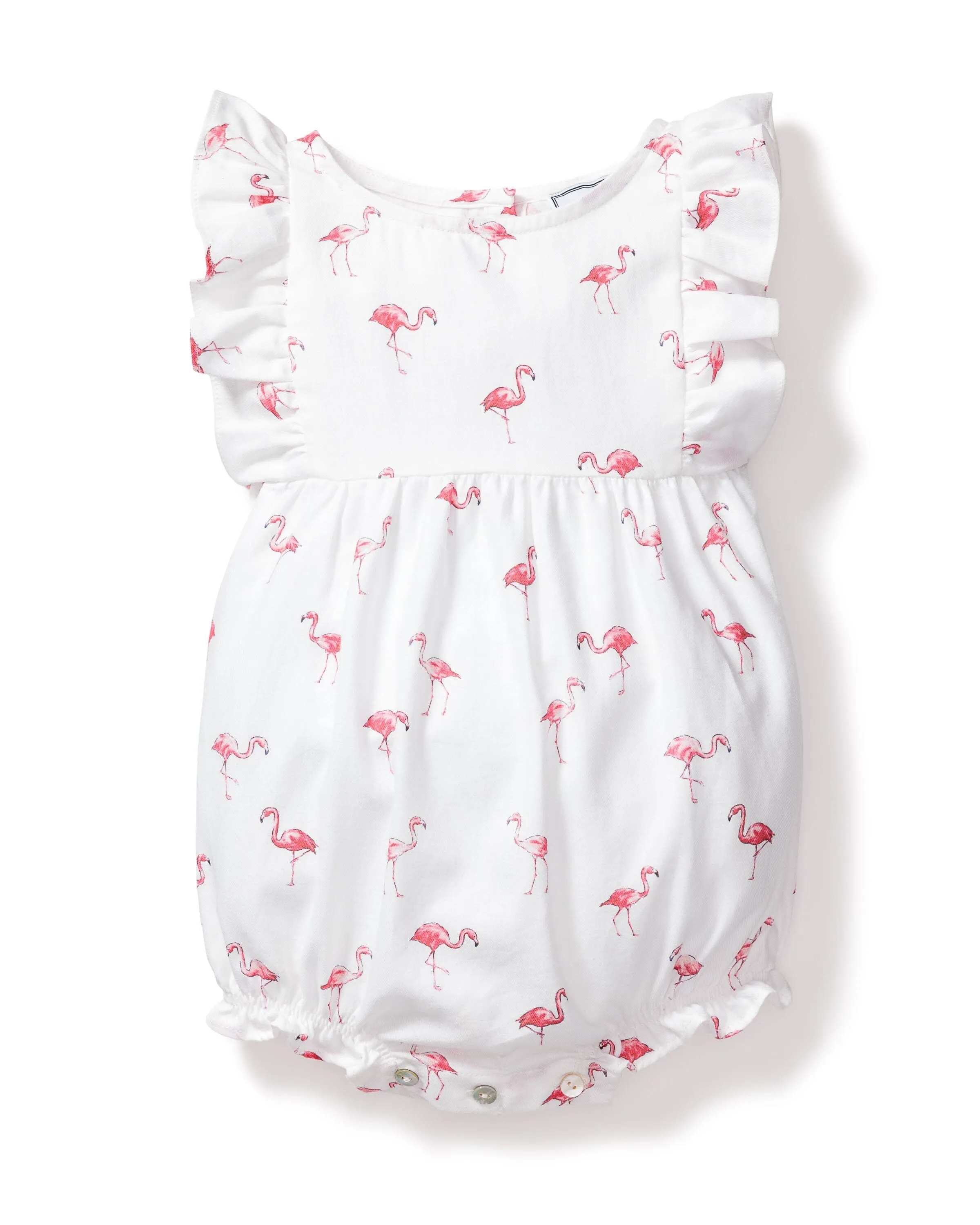 Baby's Twill Ruffled Romper | Flamingos