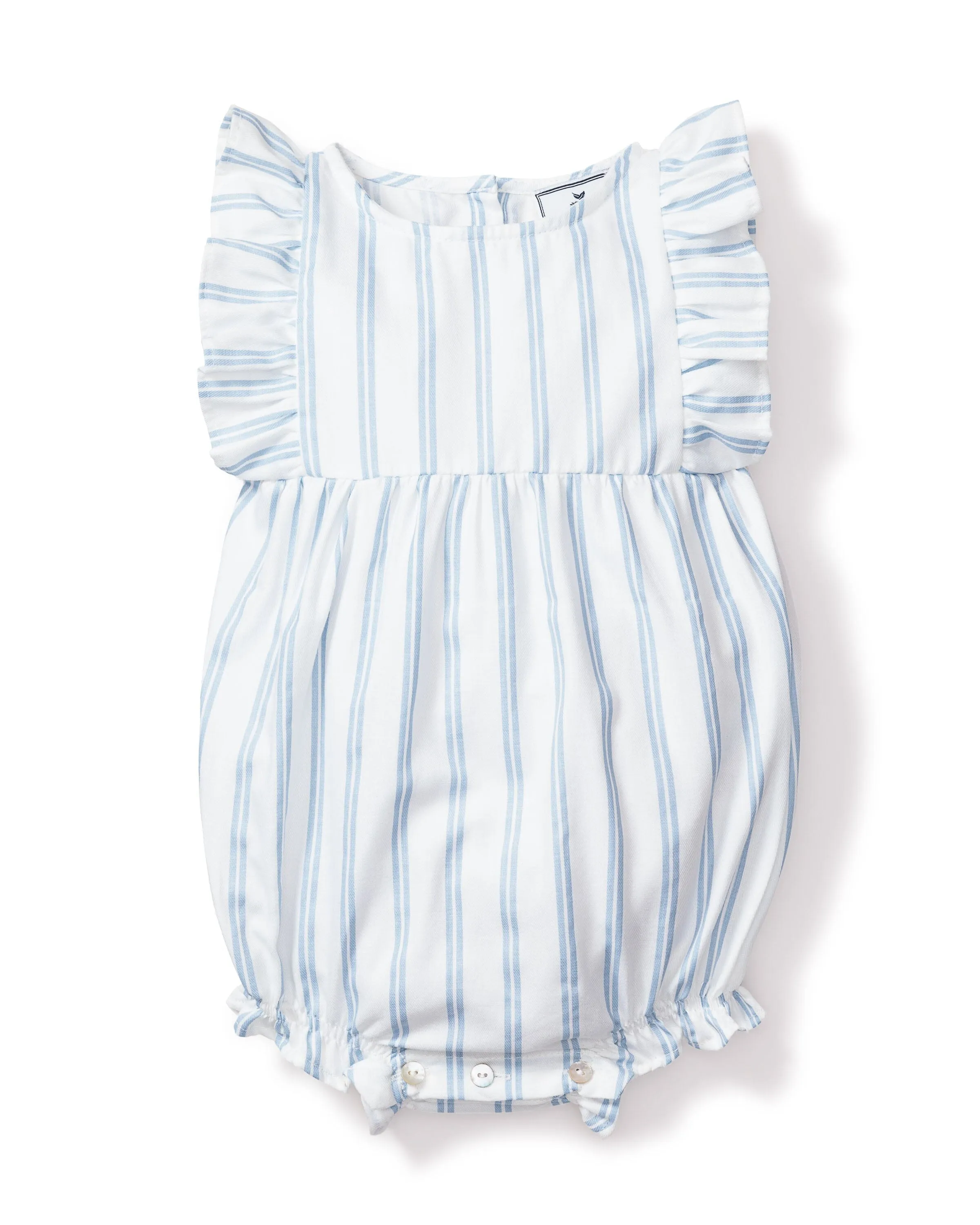 Baby's Twill Ruffled Romper | Periwinkle Stripe