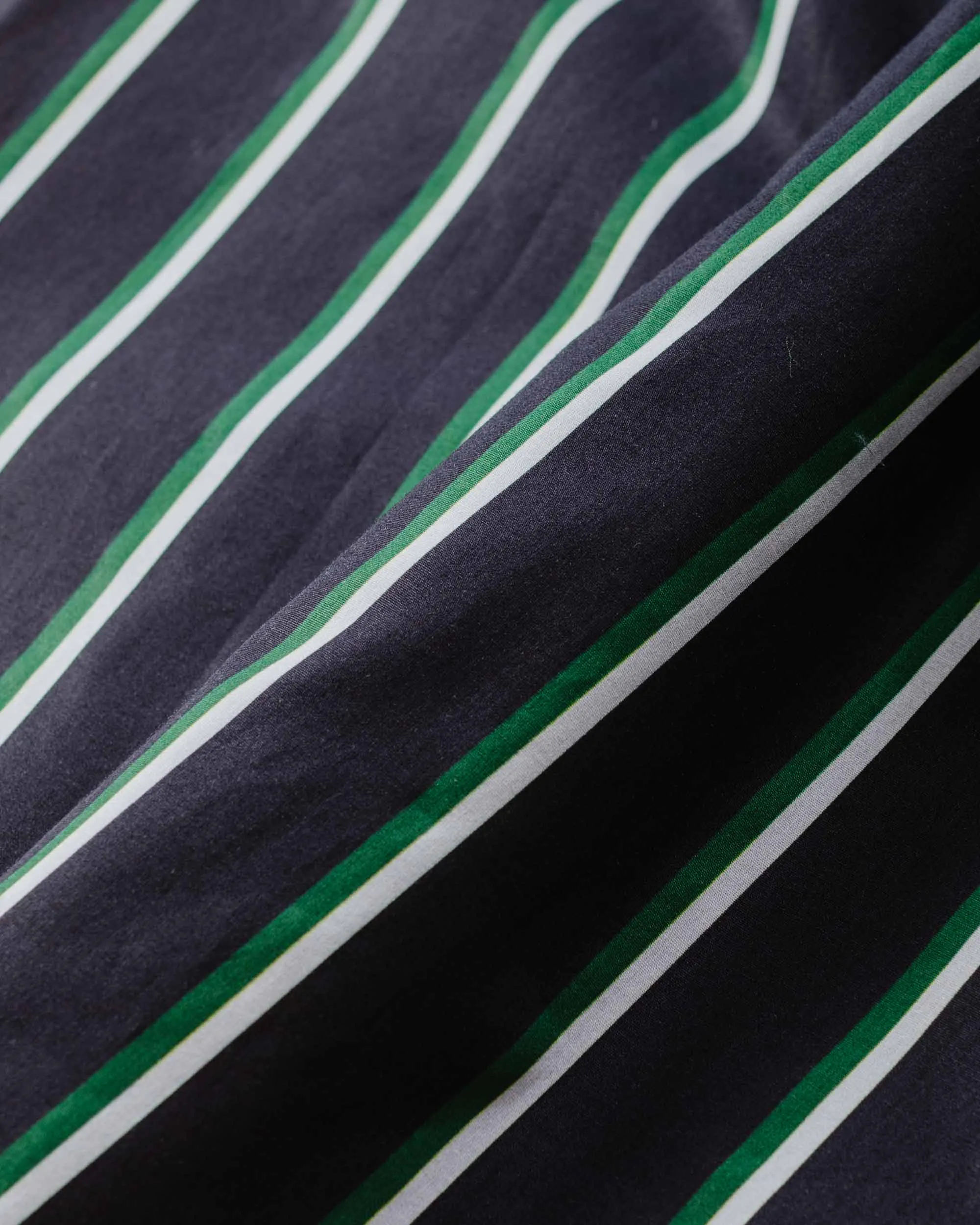 Bather Green & White Fine Stripe Camp Shirt