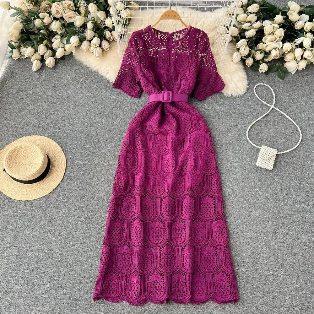 Bisco Luxury Lace Dress with Belt