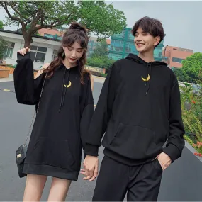 Black Loose Moon Couple Hoodie Jumper AD12175