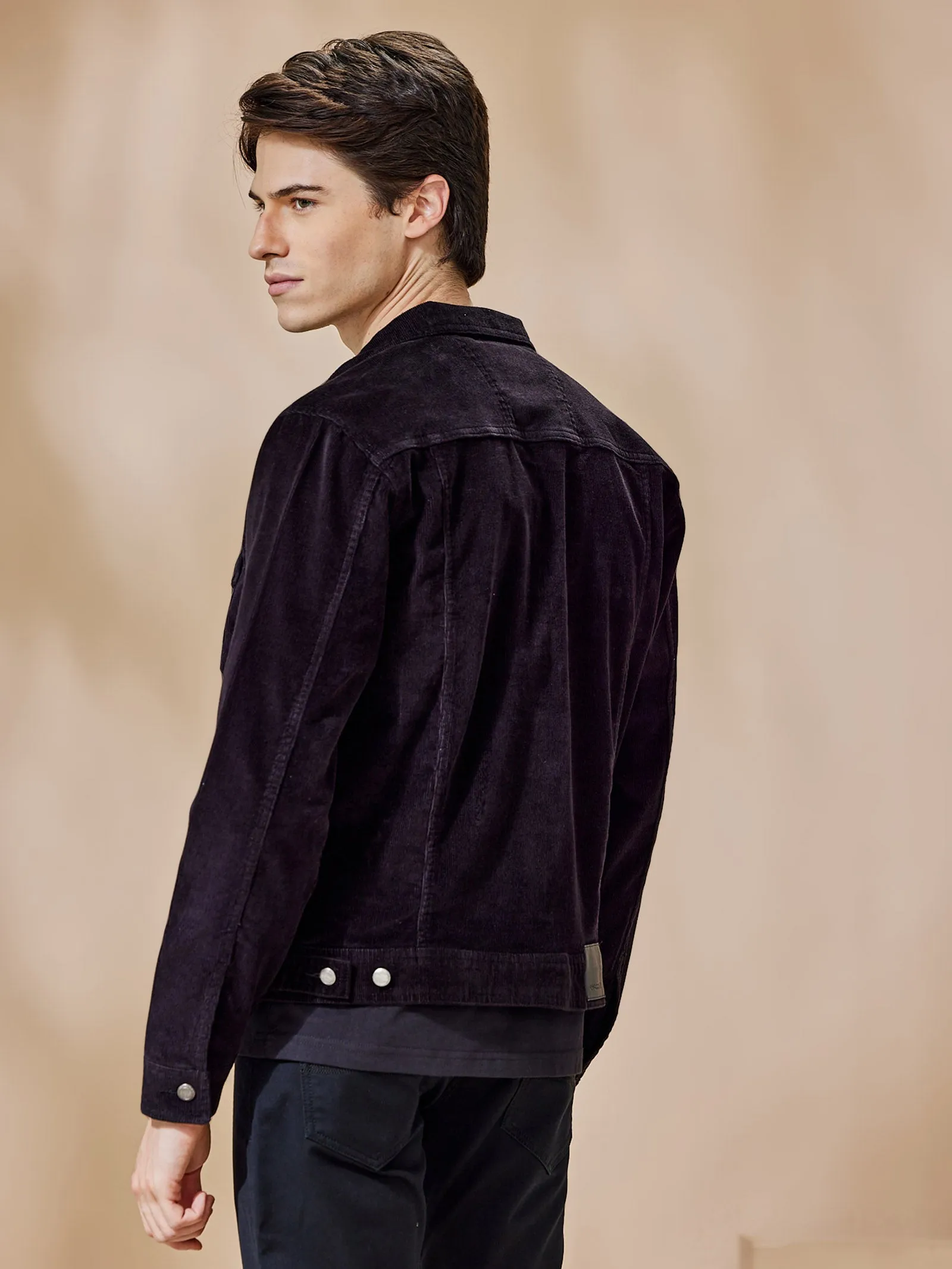 Black Stretch Corduroy Jacket