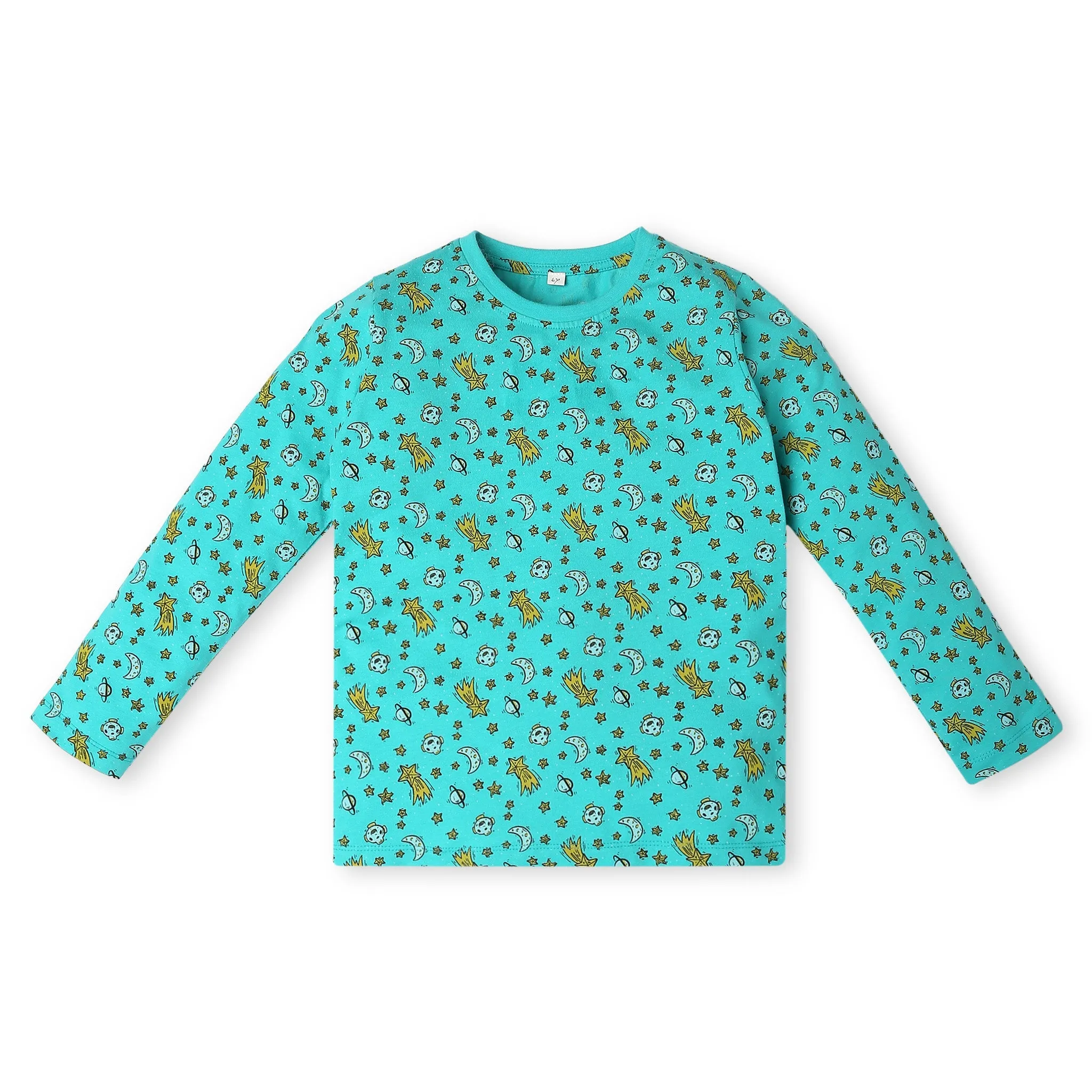 Boy's Regular Fit Printed T-Shirt with Pyjama Sleepwear Set