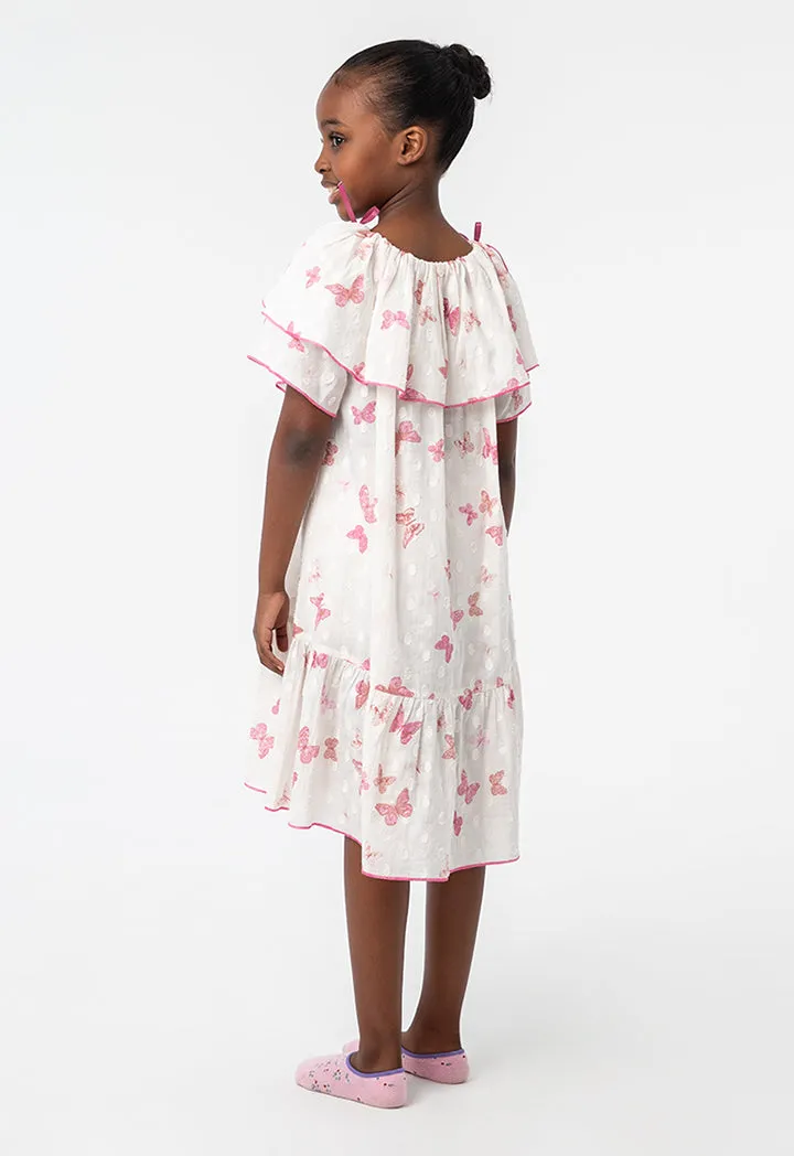 Butterflies Tiered Hemline Night Sleepwear Dress