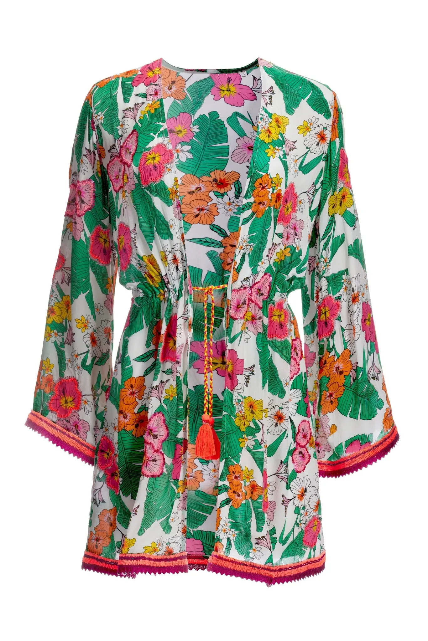 Cabana Tropics Print Flare Sleeve Duster Multi