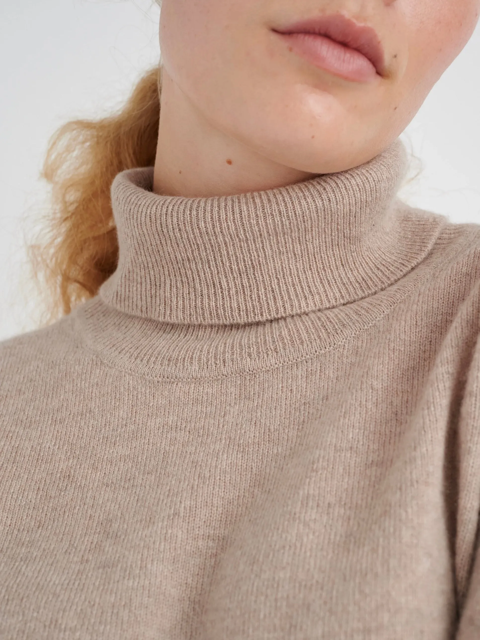 Cashmere Pullover Lukka Roll Neck beige meliert