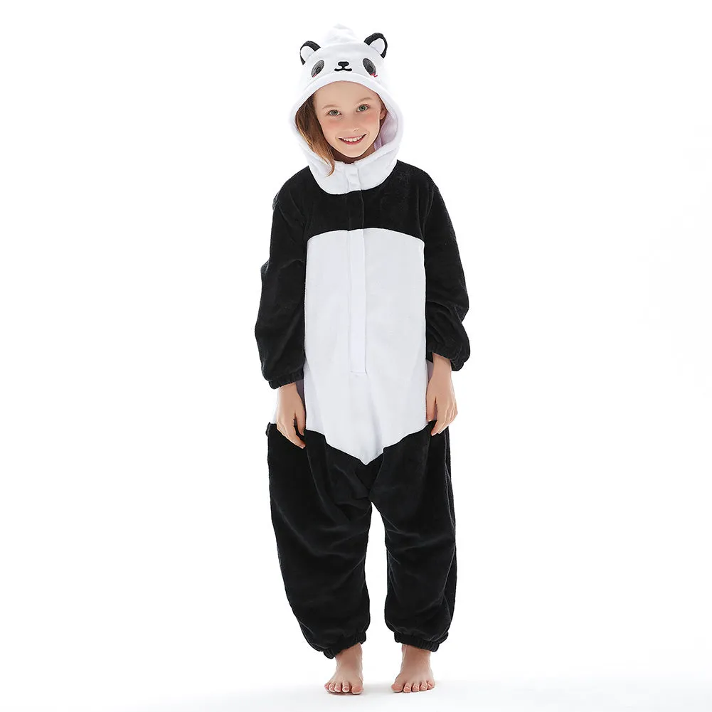 Children Animal Pajamas Cartoon Panda Onesies Kids Warm Flannel Hooded Sleepwear