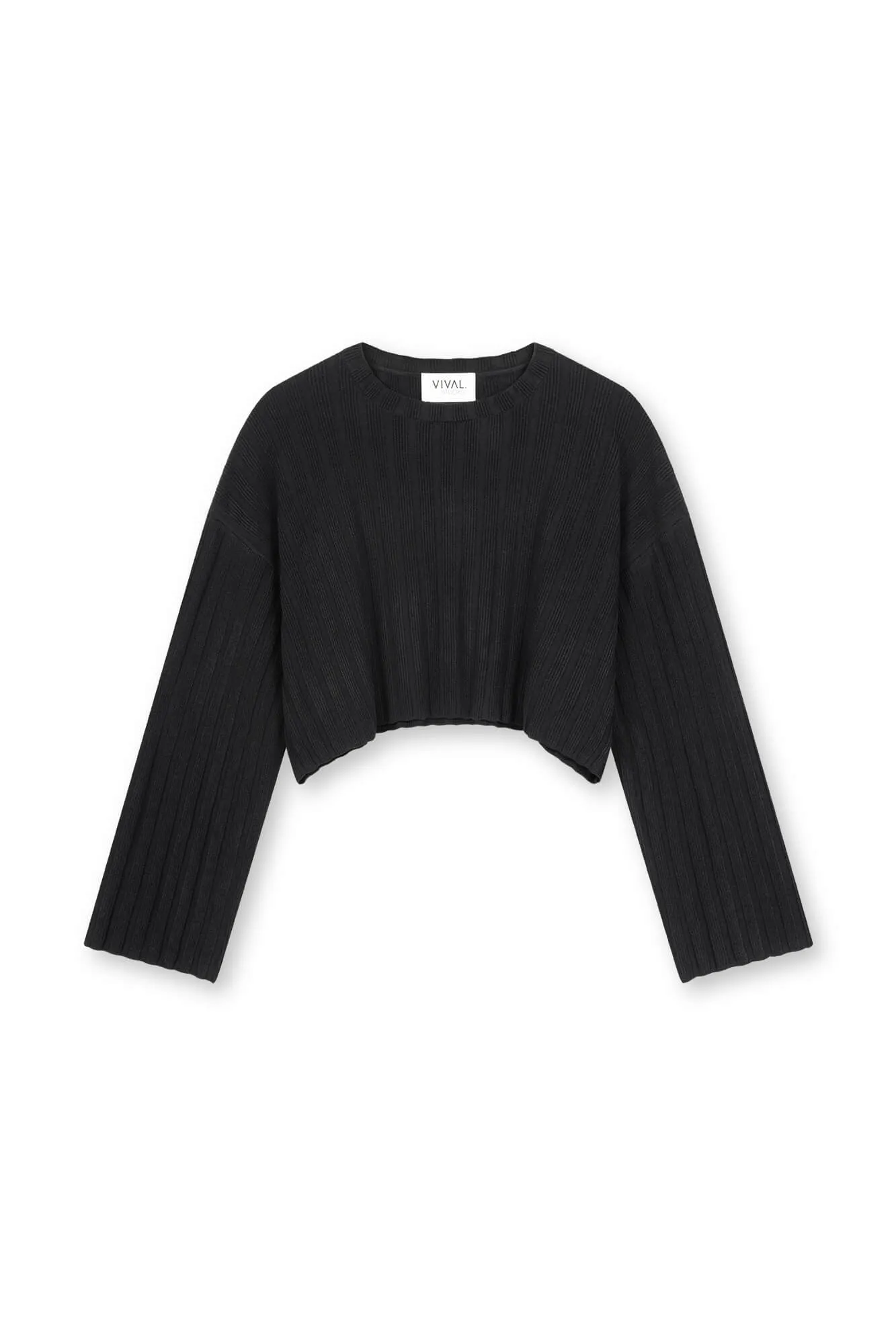 Cropped Langarmshirt Romy (Schwarz)