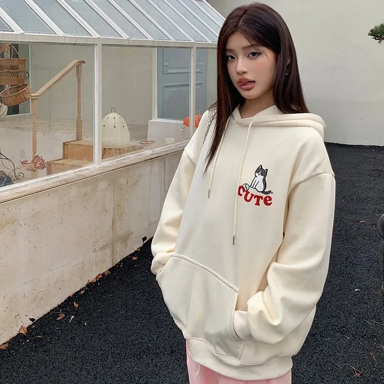 Cute Cat Cream Hoodie