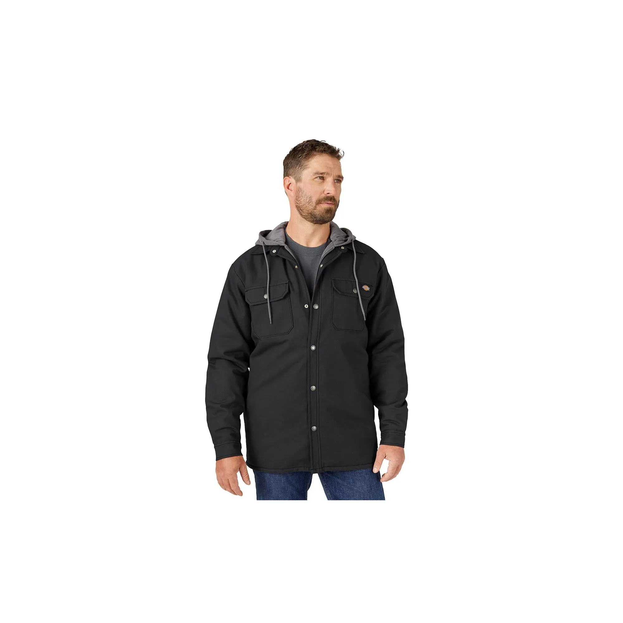 Dickies Fleece Hooded Duck Shirt Jacket Black