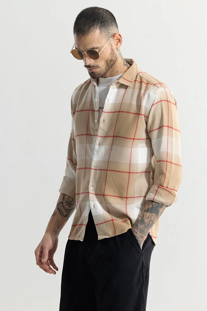 Duet Dupllin Beige Flannel Checks Shirt