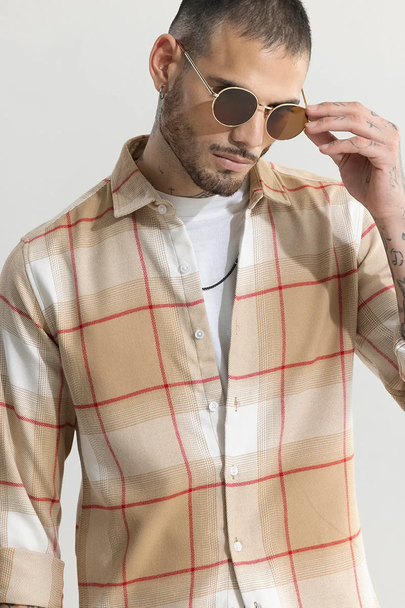 Duet Dupllin Beige Flannel Checks Shirt