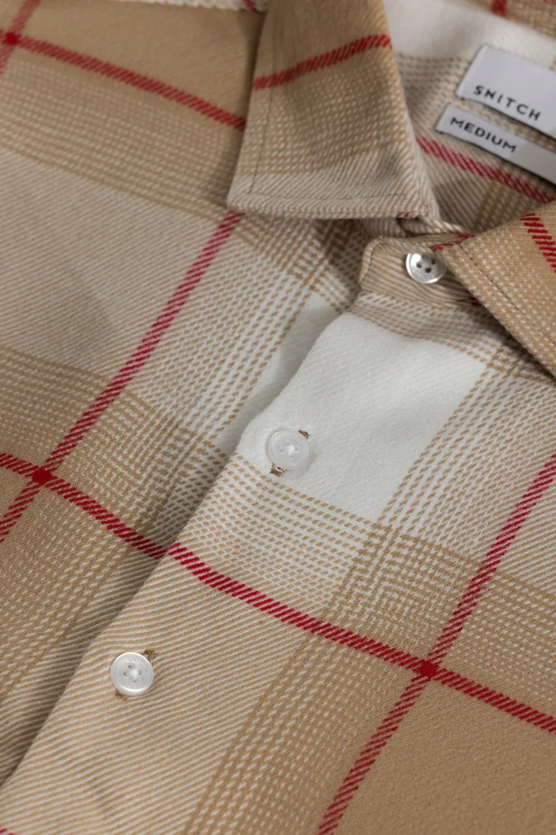 Duet Dupllin Beige Flannel Checks Shirt