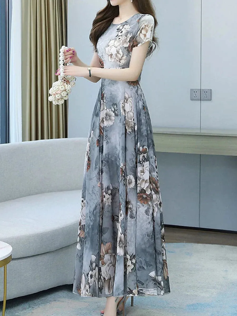 Elegant Floral Long Sleeve Maxi Dress for Women