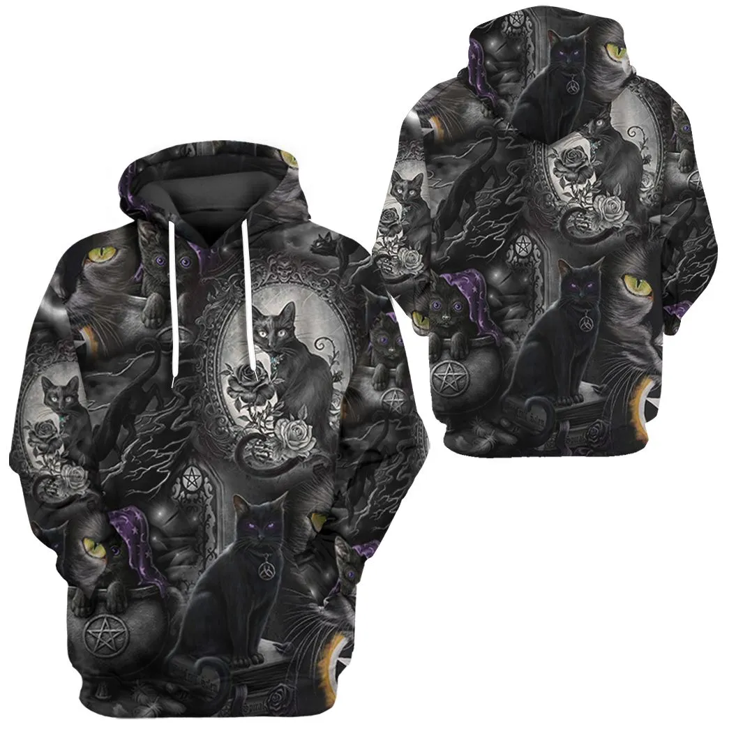 Gearhuman 3D Black Cat Tshirt Hoodie Apparel