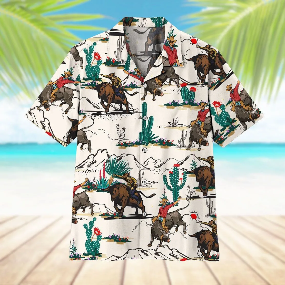 Gearhuman 3D Bull Riding Hawaii Shirt