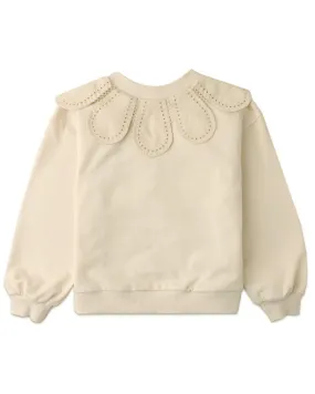 GINGERSNAPS SS24 Girls Pullover Sweatshirt with Petal Collar