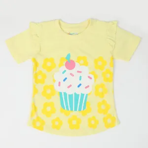 Girls Half Sleeves T-Shirt - Lemon