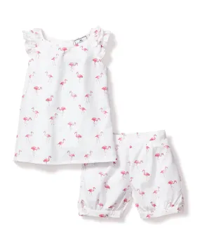 Girl's Twill Amelie Short Set | Flamingos