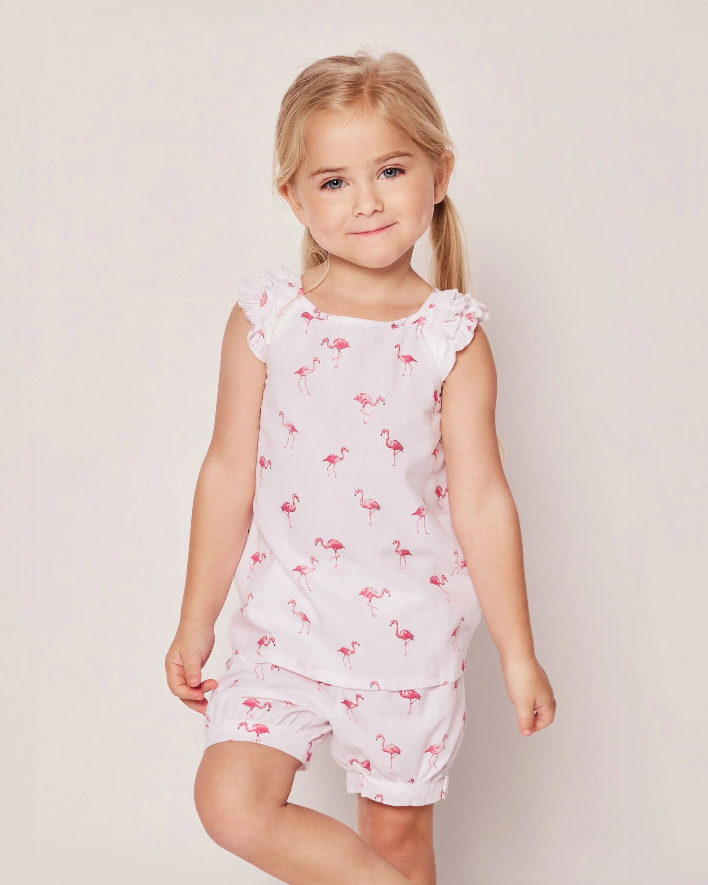 Girl's Twill Amelie Short Set | Flamingos