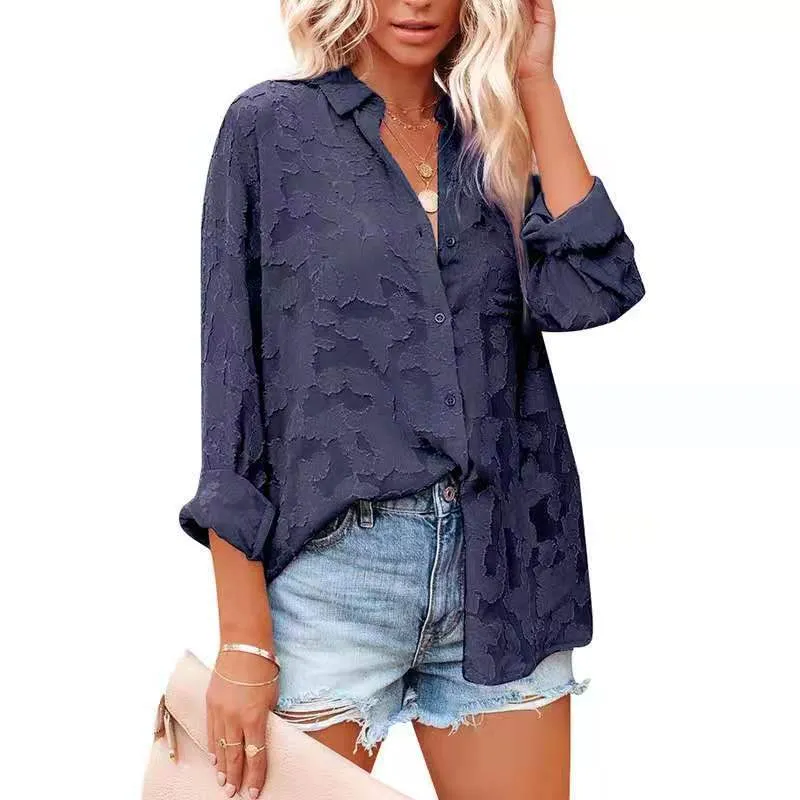 Haute Edition Women's Sheer Gauze Floral Pattern Button Down