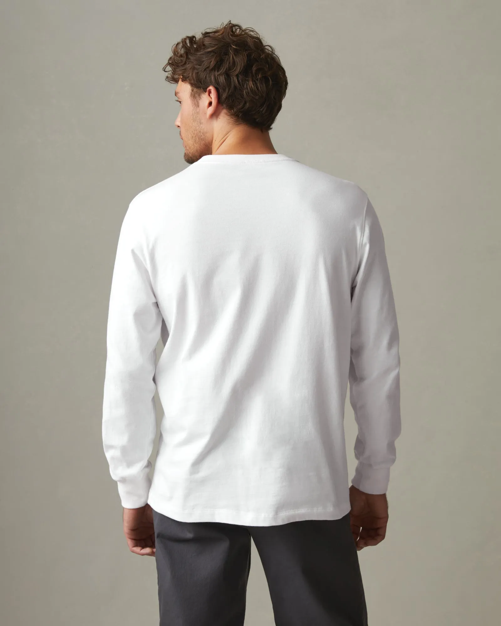 Heavyweight Pocket Tee Long Sleeve - White