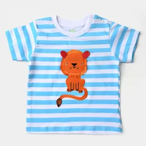 Infant Boys Cotton Jersey Round Neck T-Shirt Lion-White