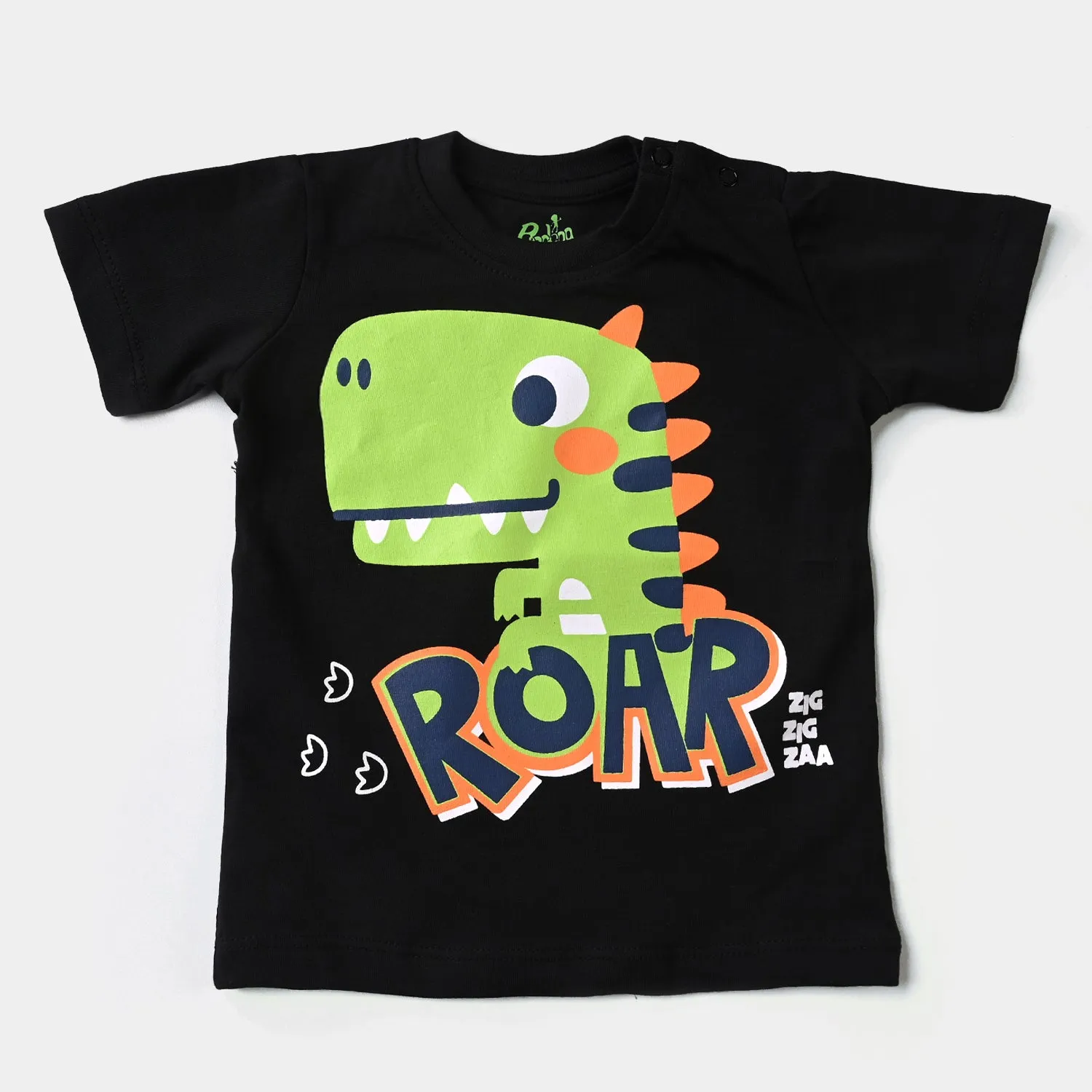 Infant Boys Cotton Jersey Round Neck T-Shirt Roar-Jet Black