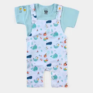 Infant Boys Cotton Poplin 2 Piece Set (T-Shirt/Overall)-mIX