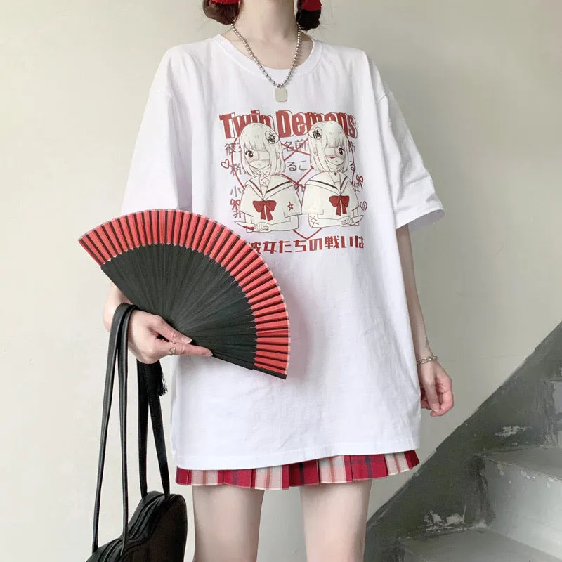 JAPANESE DARK TWIN DEMONS OVERSIZE T-SHIRT BY50092