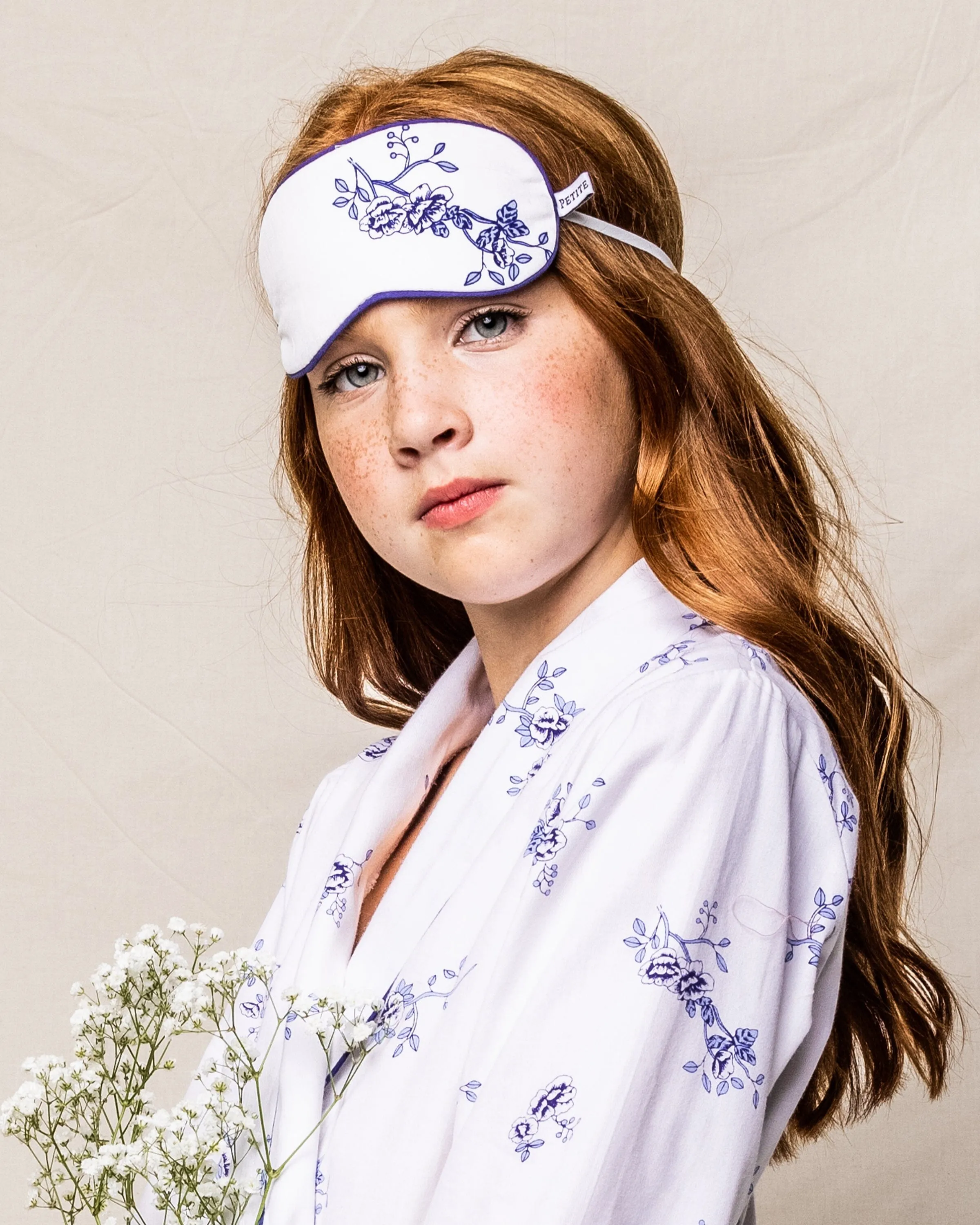 Kid's Twill Robe | Indigo Floral