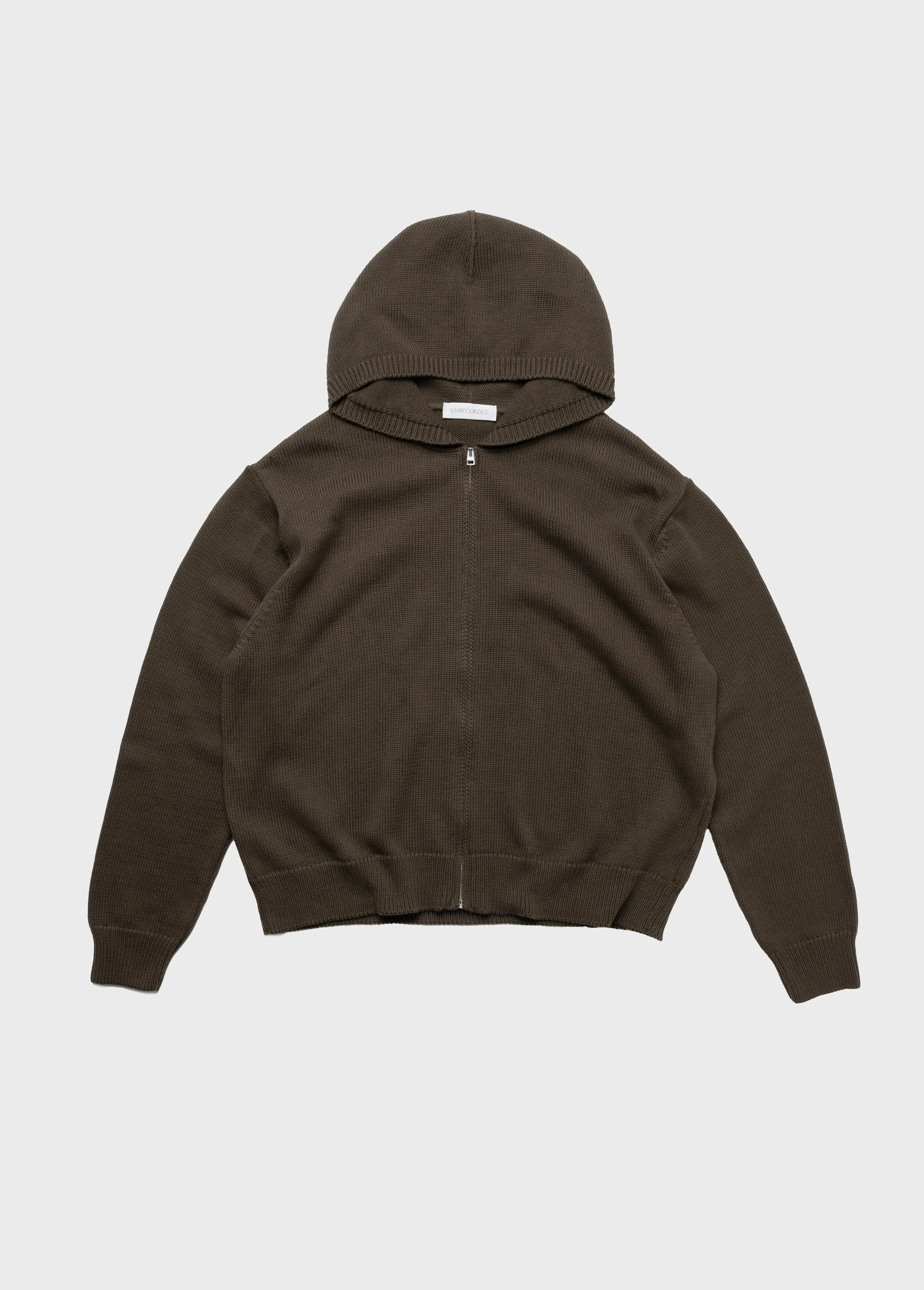 Knitted Zip Hoodie - Dark Moss Green