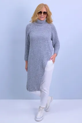 Longpulli, asymmetrisch mit Raglanärmeln, grau