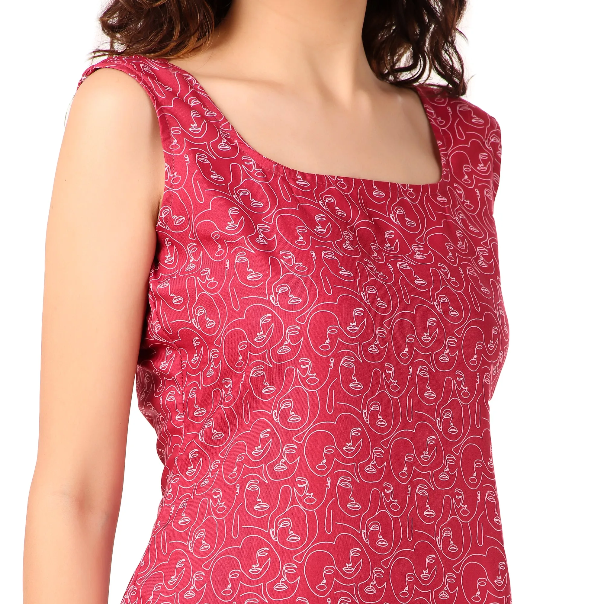 Magnetism  Modern Print Red Kurta (Customize)