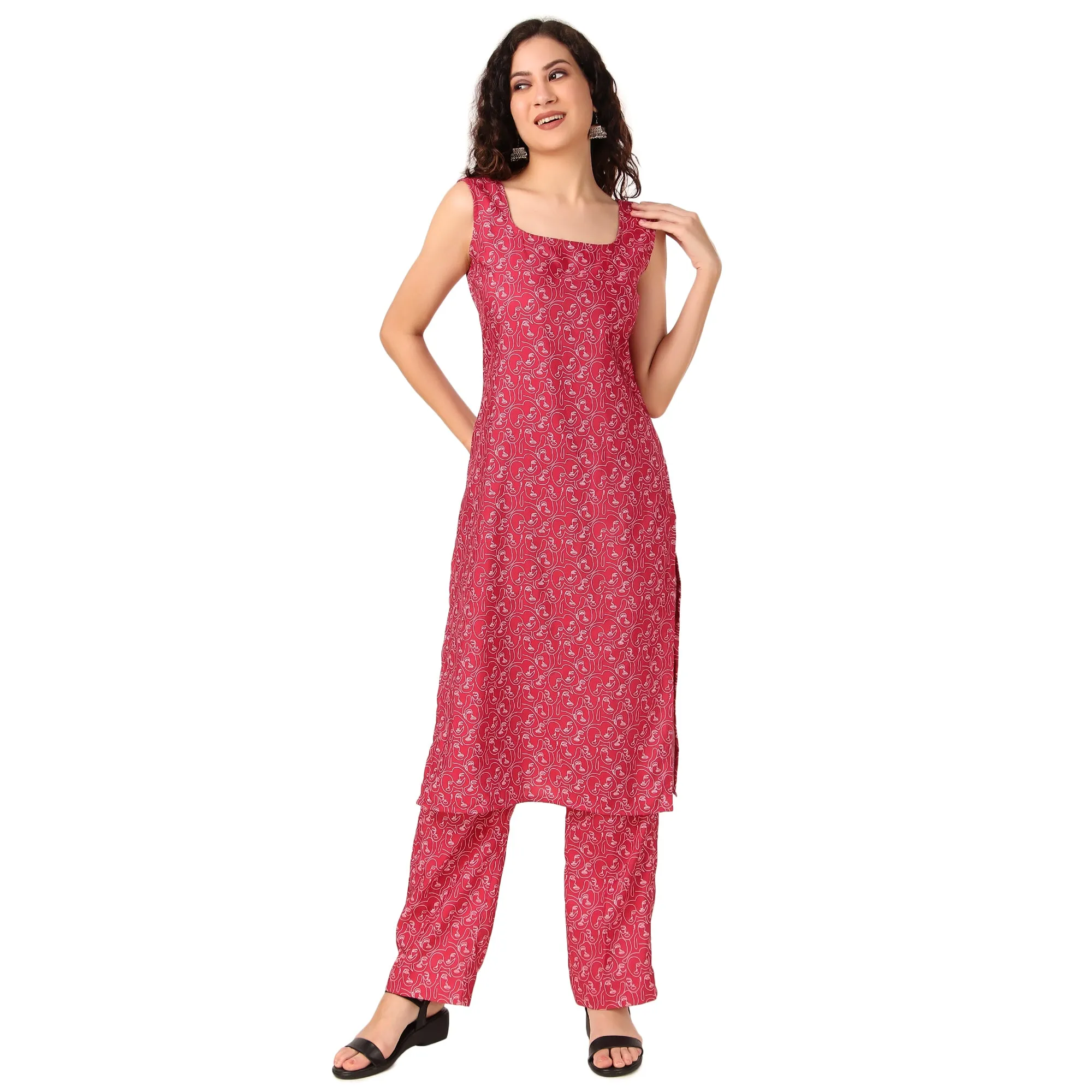 Magnetism  Modern Print Red Kurta (Customize)