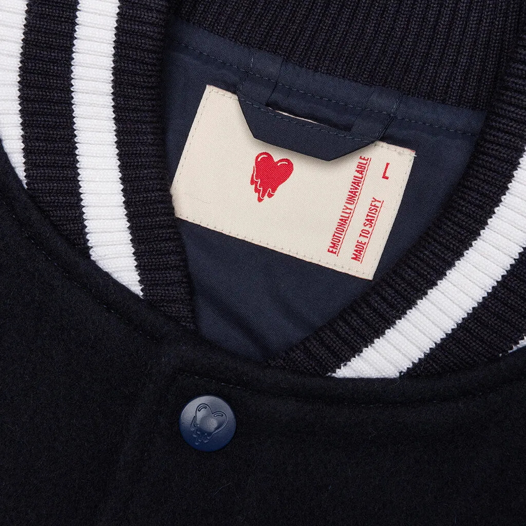 Melting Heart Varsity Jacket - Navy