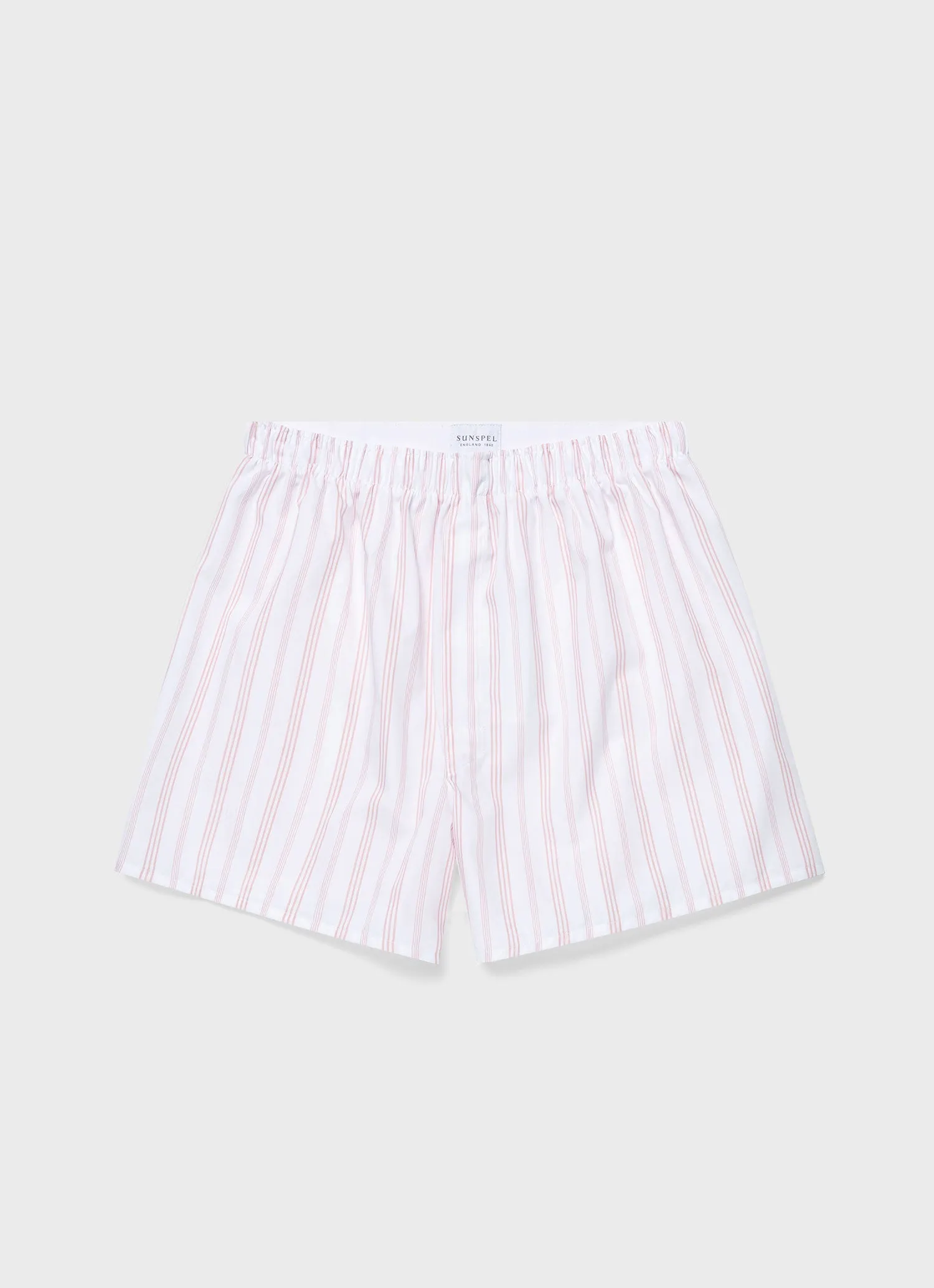 Men's Classic Boxer Shorts in Pale Pink Stripe