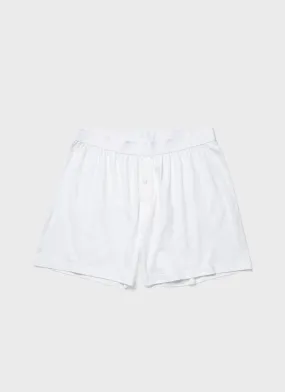 Men's Sea Island Cotton One-Button Shorts in White