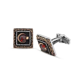 Moon Star Center Zircon Stone Cufflink