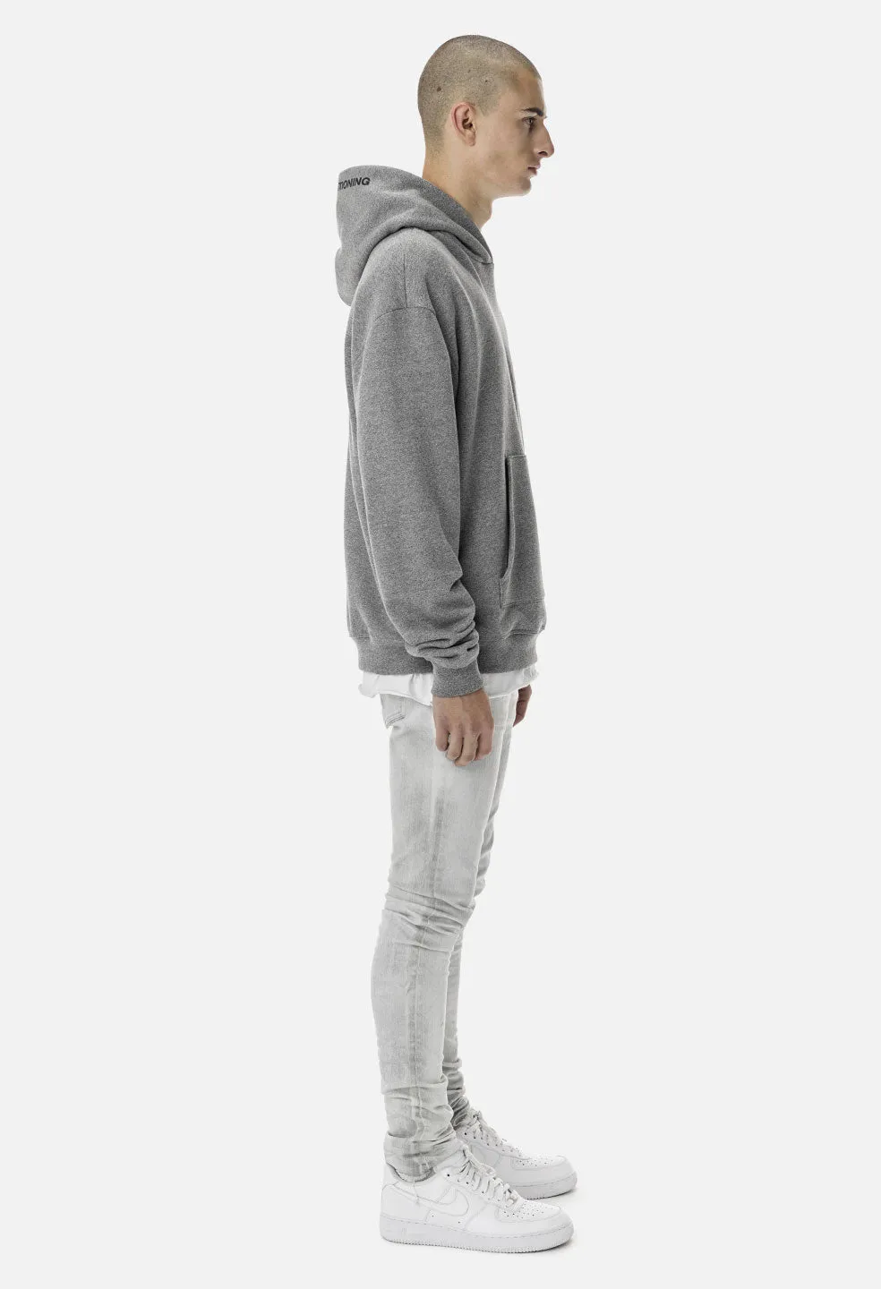 Oversized Cropped Hoodie / Dark Grey Crest